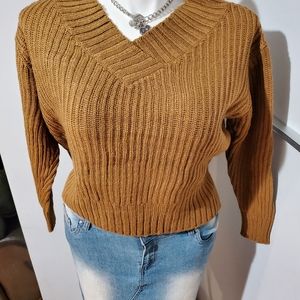 BRAND NEW Chunky Knit V-Neck Sweater, XL